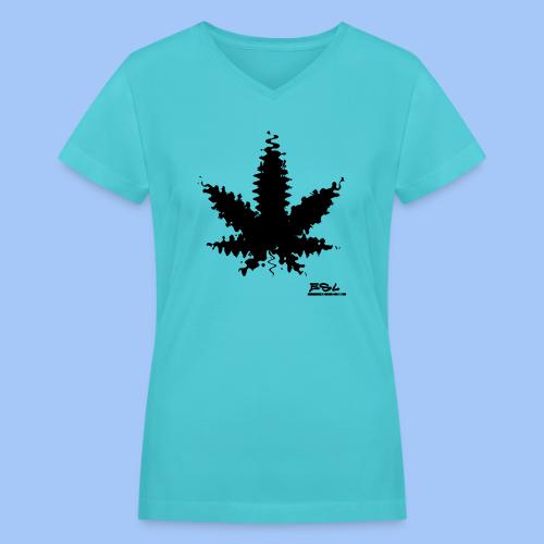 leaf inkblot - Women's V-Neck T-Shirt