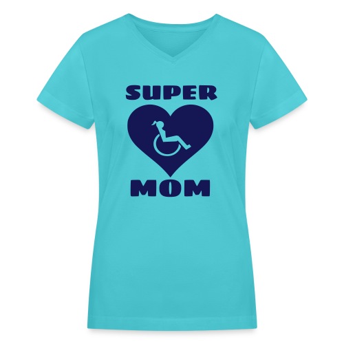 Super wheelchair mom, super mama - Women's V-Neck T-Shirt