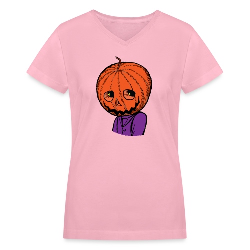 Pumpkin Head Halloween - Women's V-Neck T-Shirt