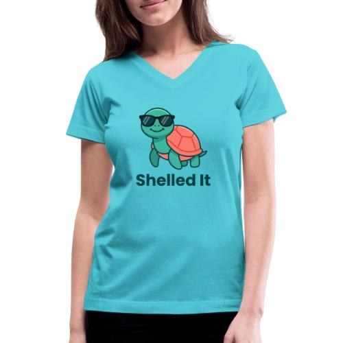 Funny Turtle Sunglasses Shelled It Cute Gift - Women's V-Neck T-Shirt