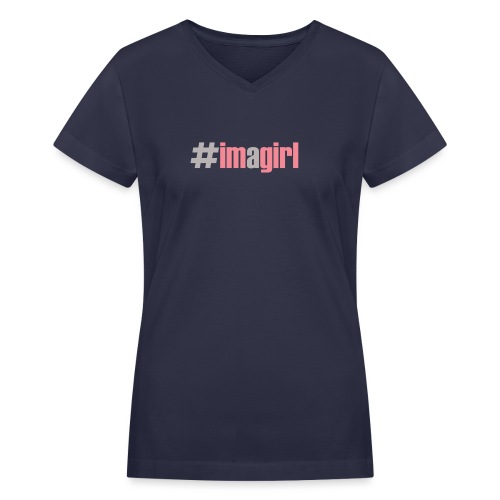 Imagirl_withHashtagewhite - Women's V-Neck T-Shirt