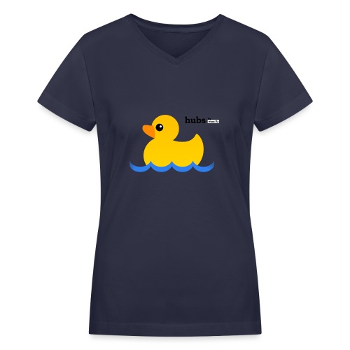Hubs Duck - Wordmark and Water - Women's V-Neck T-Shirt