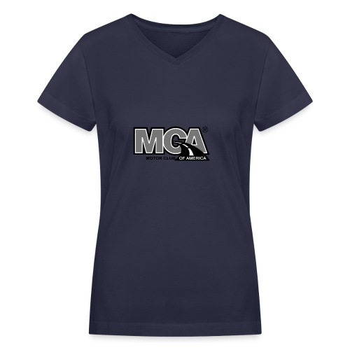 MCA Logo WBG Transparent BLACK WHITE TITLEfw fw pn - Women's V-Neck T-Shirt