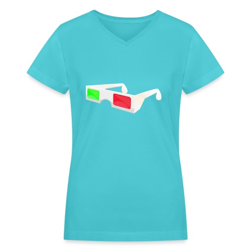 3D red green glasses - Women's V-Neck T-Shirt
