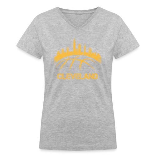 Cleveland Basketball Skyline - Women's V-Neck T-Shirt