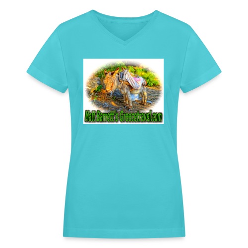Greecetravel Donkey jpg - Women's V-Neck T-Shirt