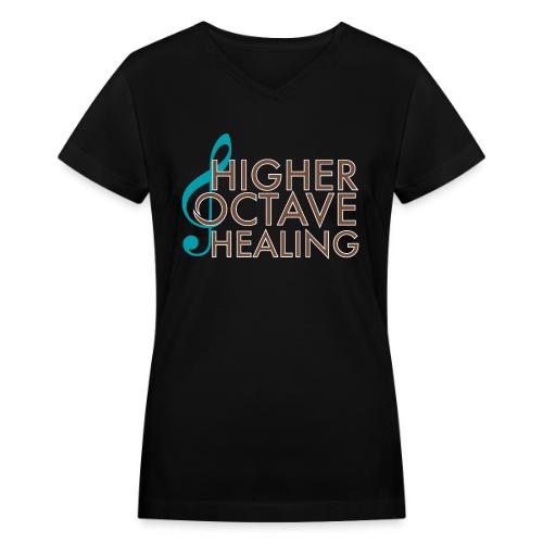 Higher Octave Healing Logo - Women's V-Neck T-Shirt