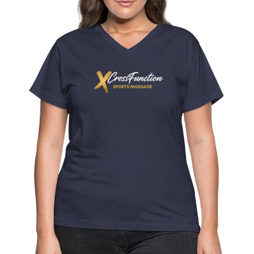 White XF SPORTS MASSAGE LOGO (front only) - Women's V-Neck T-Shirt