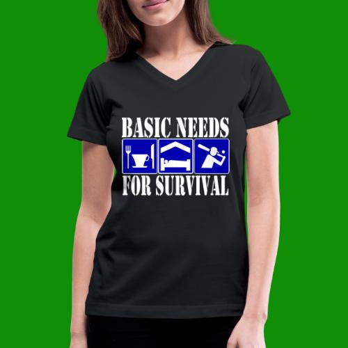 Softball/Baseball Basic Needs - Women's V-Neck T-Shirt