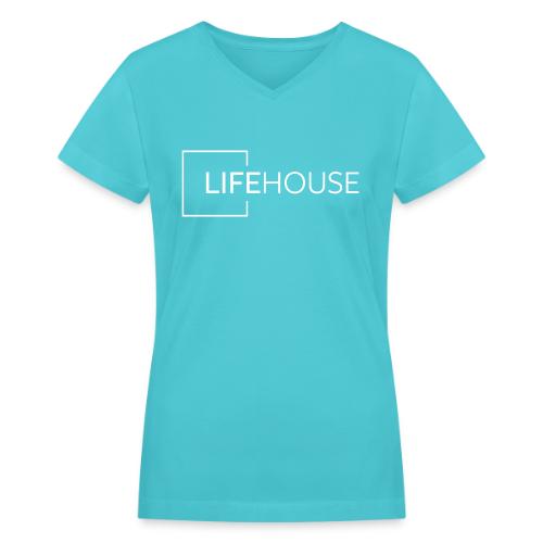 LH Logo White - Women's V-Neck T-Shirt