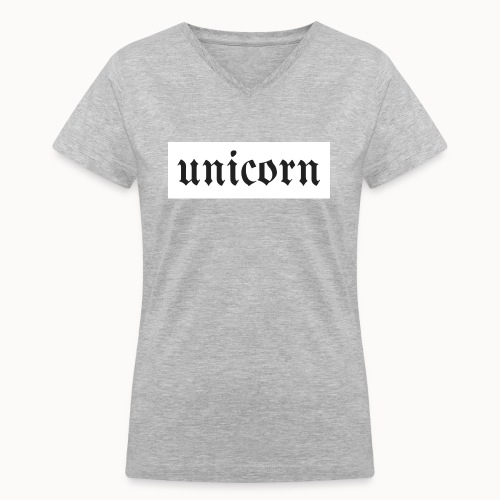 Gothic Unicorn Text White Background - Women's V-Neck T-Shirt