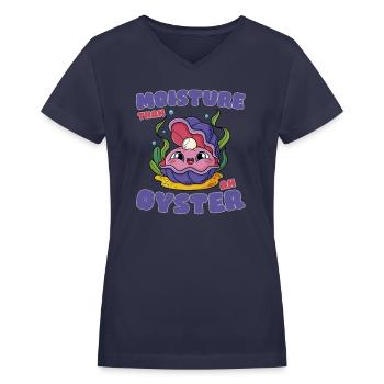 Shucking Moist Seafood Lover Funny Moister lover - Women's V-Neck T-Shirt - navy - Front - Julia (174cm)