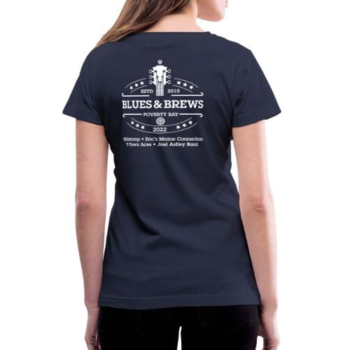 2022 Blues & Brews WHITE Guitar 2 logos - Women's V-Neck T-Shirt