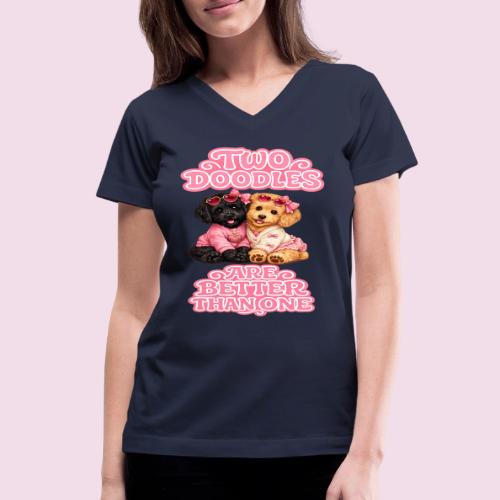 Two Doodles Are Better Than One - Women's V-Neck T-Shirt