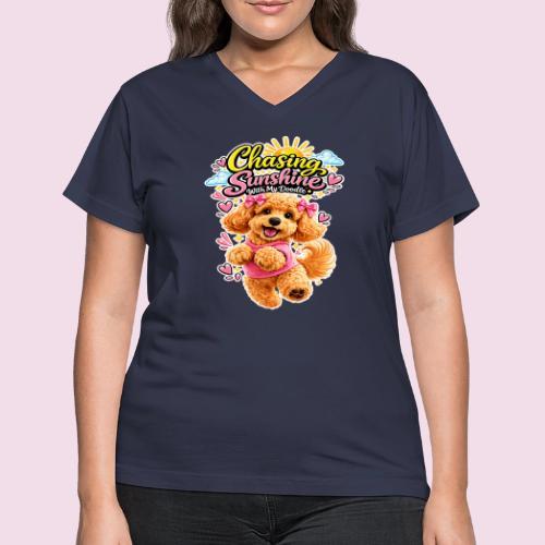 Chasing Sunshine With My Doodle - Women's V-Neck T-Shirt