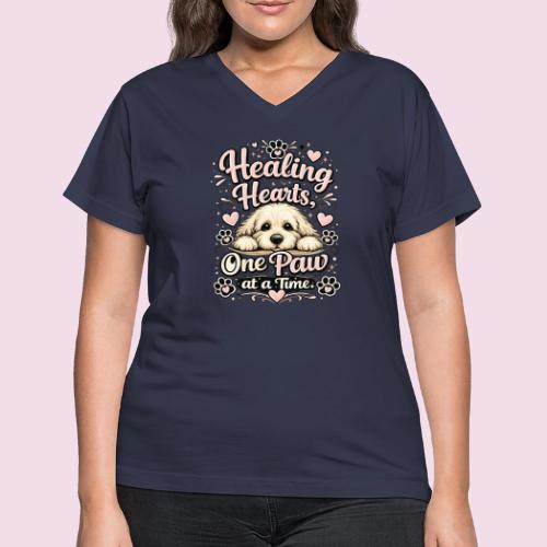 Healing Hearts, One Paw at a Time - Women's V-Neck T-Shirt