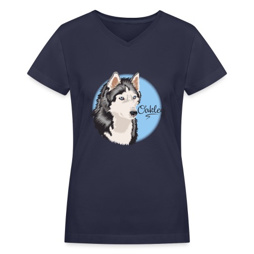 Oakley the Husky from Gone to the Snow Dogs - Women's V-Neck T-Shirt