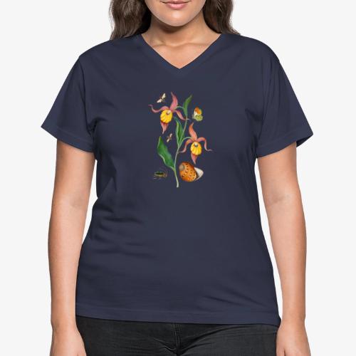 Lady Slipper Orchid - Women's V-Neck T-Shirt