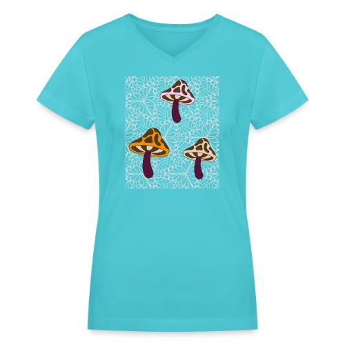 Fall Season Mushroom Designs - Women's V-Neck T-Shirt