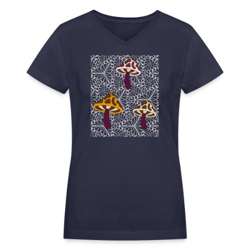 Fall Season Mushroom Designs - Women's V-Neck T-Shirt