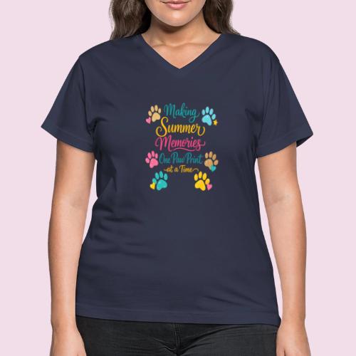 Making Summer Memories One Paw Print at a Time - Women's V-Neck T-Shirt