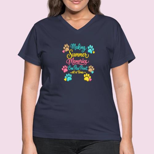 Making Summer Memories Faux Embroidery - Women's V-Neck T-Shirt