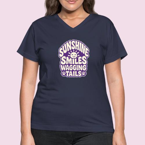 Sunshine Smiles Wagging Tails - Women's V-Neck T-Shirt