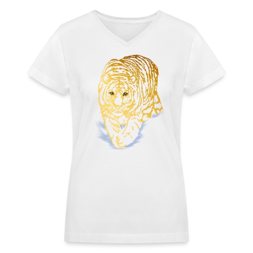 Golden Snow Tiger - Women's V-Neck T-Shirt