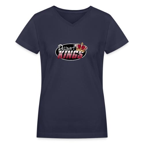Passport Kings logo for dark shirts - Women's V-Neck T-Shirt