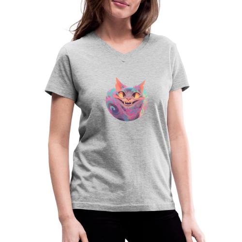 Handsome Grin Cat - Women's V-Neck T-Shirt