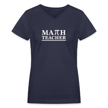 Math Teacher Pi - Women's V-Neck T-Shirt - navy - Front - Julia (174cm)