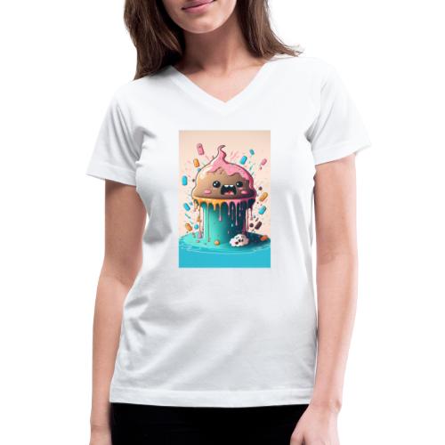 Cake Caricature - January 1st Dessert Psychedelics - Women's V-Neck T-Shirt