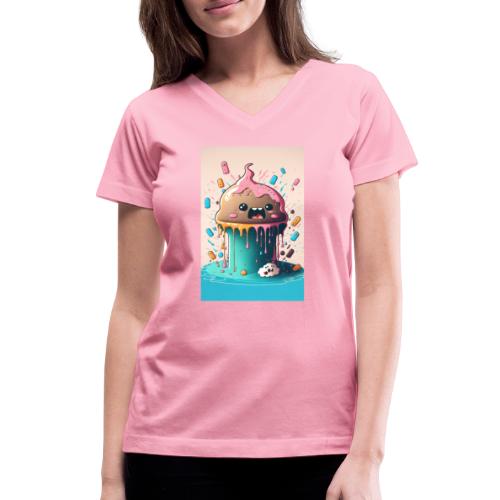 Cake Caricature - January 1st Dessert Psychedelics - Women's V-Neck T-Shirt