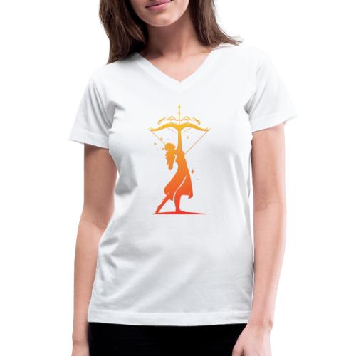 Sagittarius Archer Zodiac Fire Sign - Women's V-Neck T-Shirt