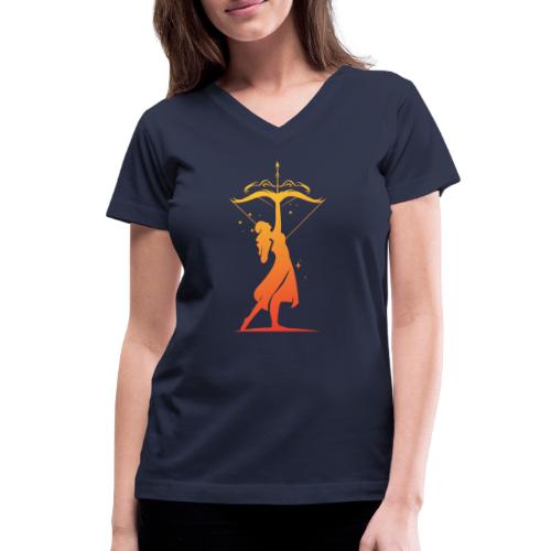 Sagittarius Archer Zodiac Fire Sign - Women's V-Neck T-Shirt