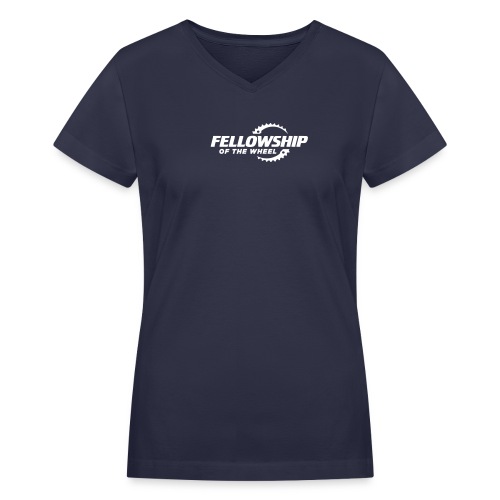 LadyBiker_w_WhiteLogo - Women's V-Neck T-Shirt