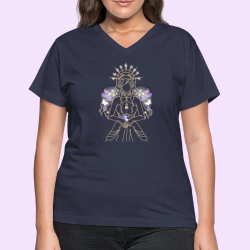 Ancient Butterfly Goddess - Fairytale Design - Women's V-Neck T-Shirt