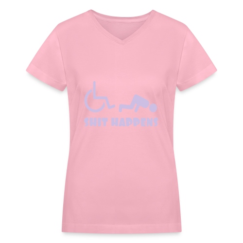 Sometimes shit happens when your in wheelchair - Women's V-Neck T-Shirt