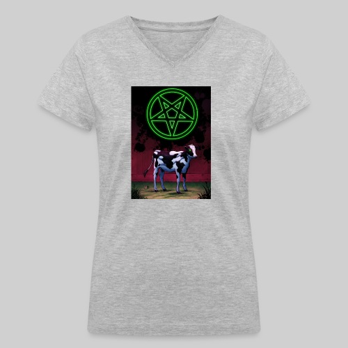 Satanic Cow - Women's V-Neck T-Shirt