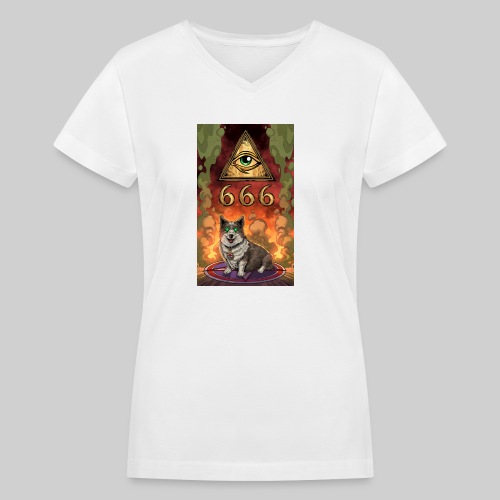 Satanic Corgi - Women's V-Neck T-Shirt
