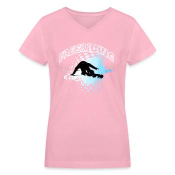 Snowboarding - Freeriding - Women's V-Neck T-Shirt - pink - Front - Julia (174cm)