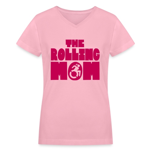 Rolling mom in wheelchair - Women's V-Neck T-Shirt