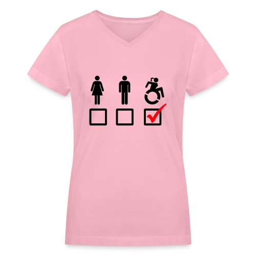 Female wheelchair user, check! - Women's V-Neck T-Shirt