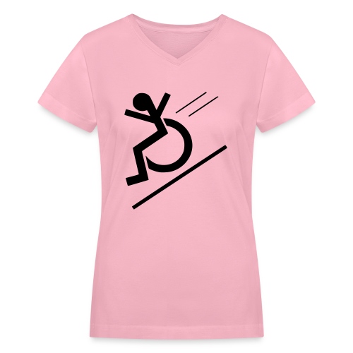 Free fall in wheelchair, wheelchair from a hill - Women's V-Neck T-Shirt