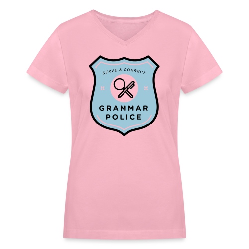 grammar police badge - Women's V-Neck T-Shirt
