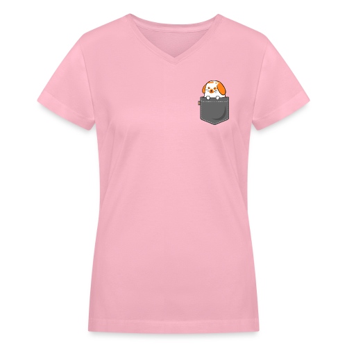 Pocket Bunny Broken Orange - Women's V-Neck T-Shirt