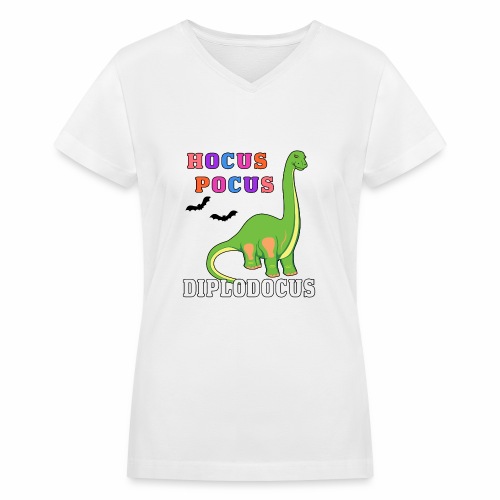 Hocus Pocus Diplodocus Prehistoric Dinosaur Bat. - Women's V-Neck T-Shirt