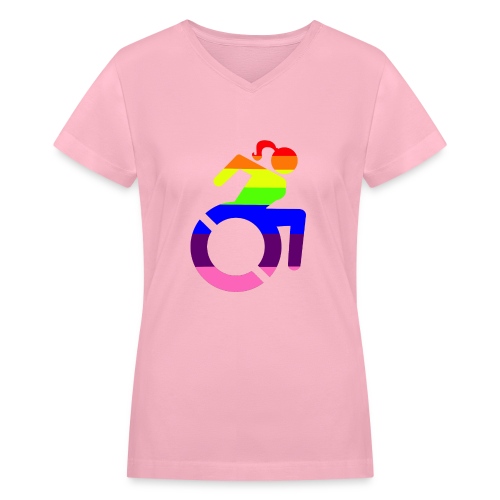 Wheelchair girl LGBT symbol - Women's V-Neck T-Shirt