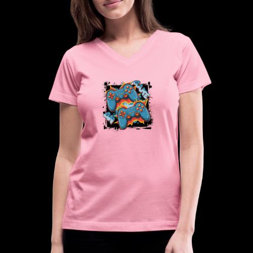 Two Player Game On! - Women's V-Neck T-Shirt