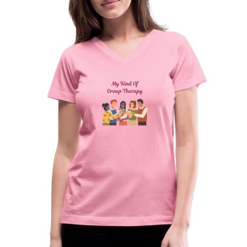 Wine Group Therapy - T-shirt avec encolure en V pour femmes